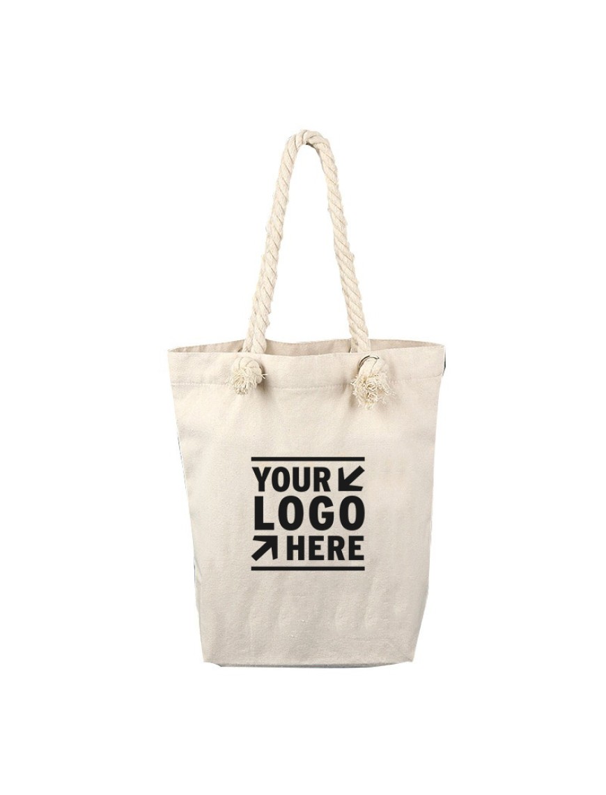 Cotton Canvas Tote Bag w/ Rope Handle