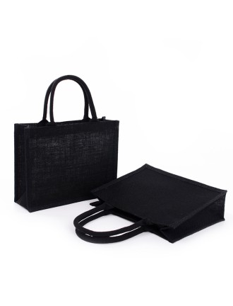 Black Burlap Tote Bags