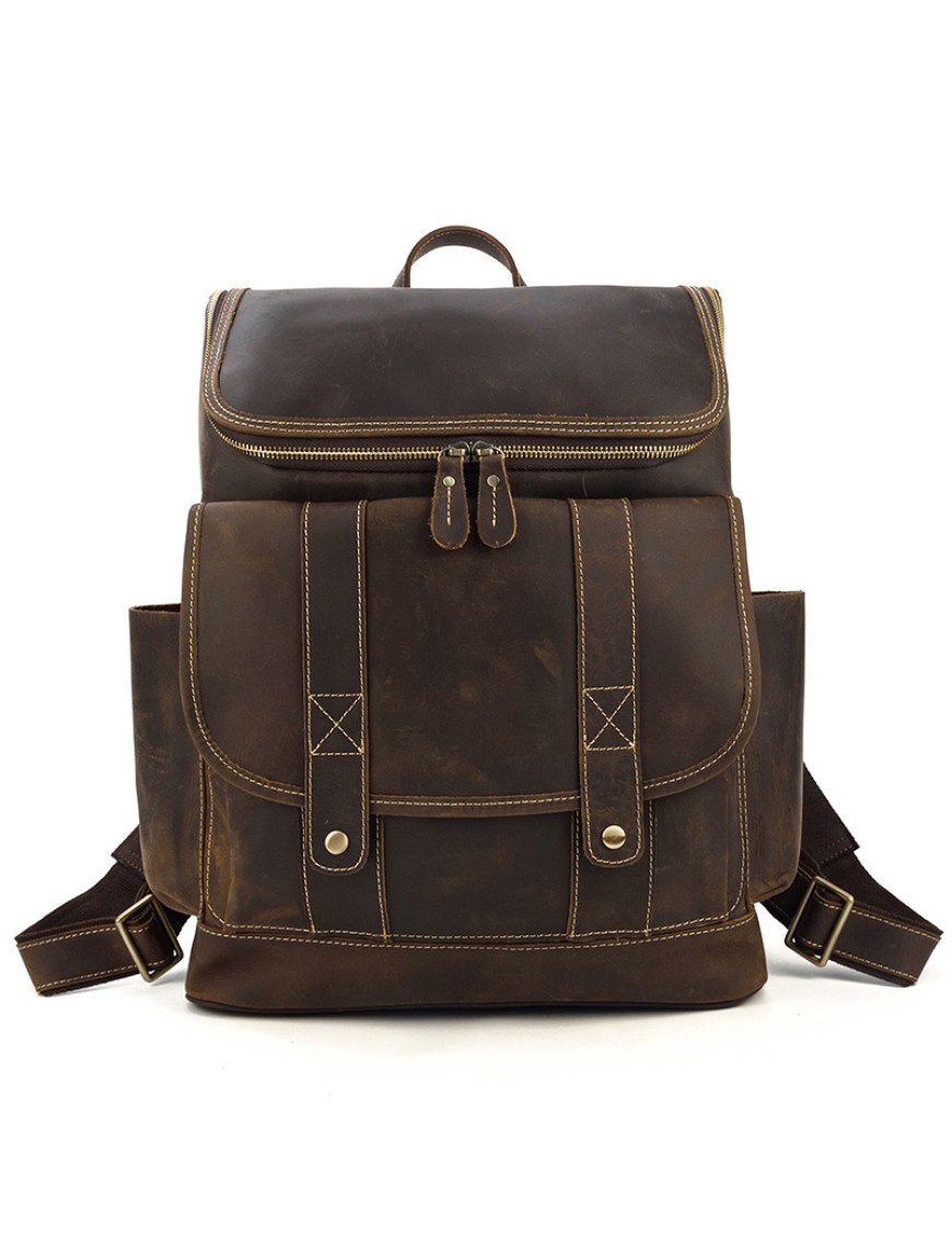 High-Capacity Vintage Leather Rucksack