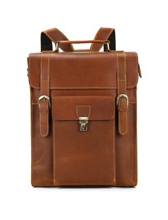 Flap Large Capacity Leather Backpack