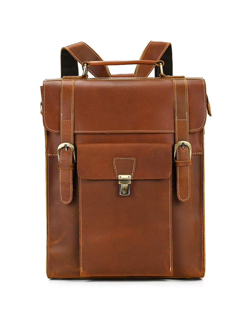 Flap Large Capacity Leather Backpack